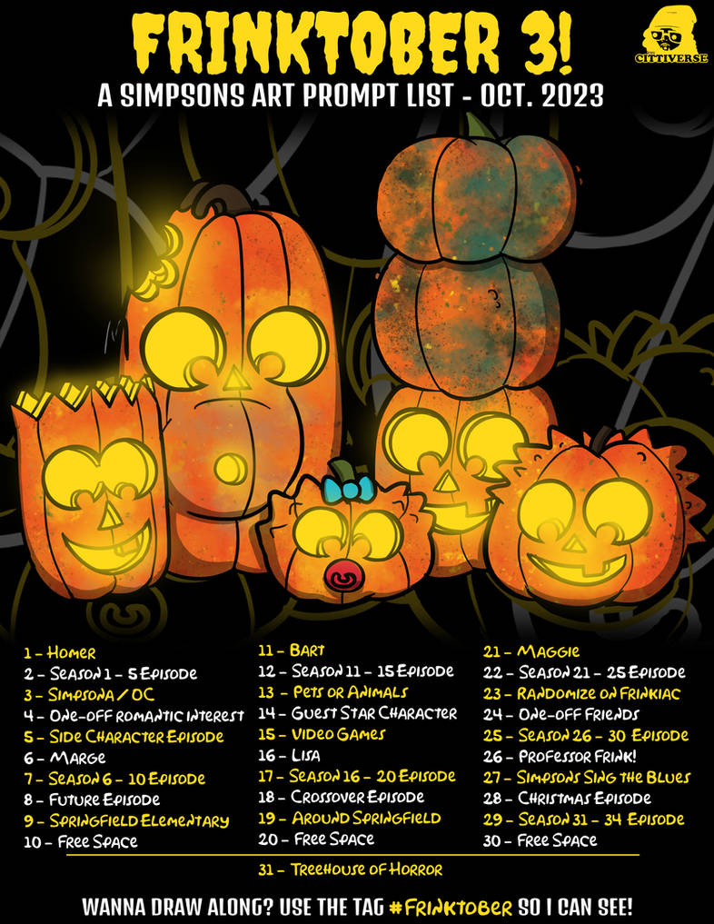 Frinktober 2023 - Simpsons October Art Prompt List by TheCittiverse on ...