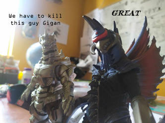 Kiryu and Gigan