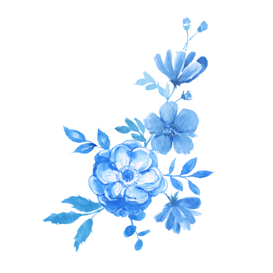 Blue Watercolor Flower Clipart By