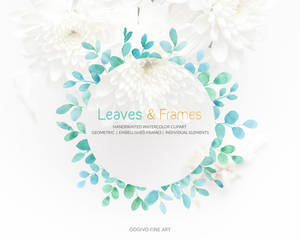 Leaves and Frames Watercolor Cliparts