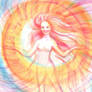 akvarel Woman clothed in light 30 x 40 cm