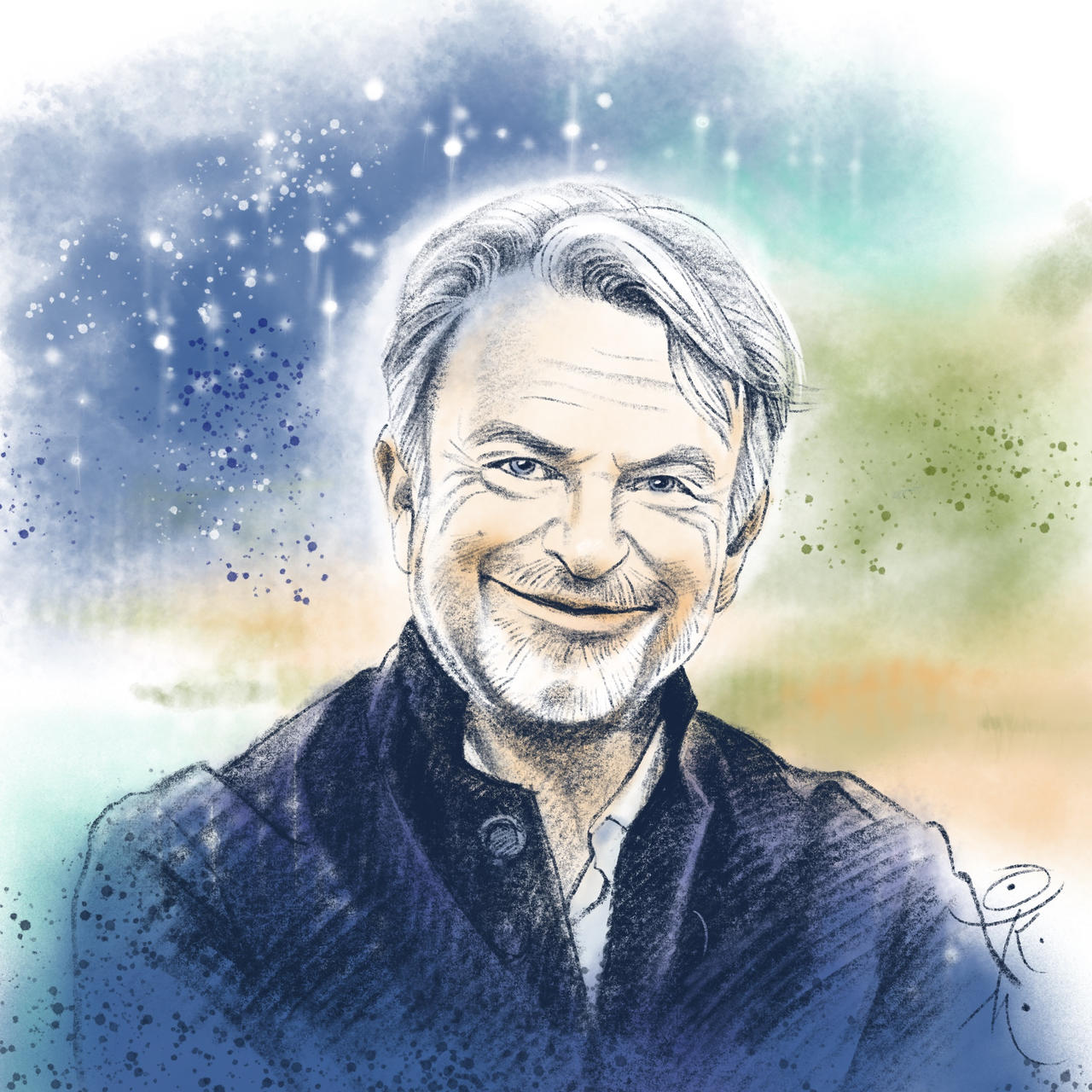 Sam Neil, digital illustration