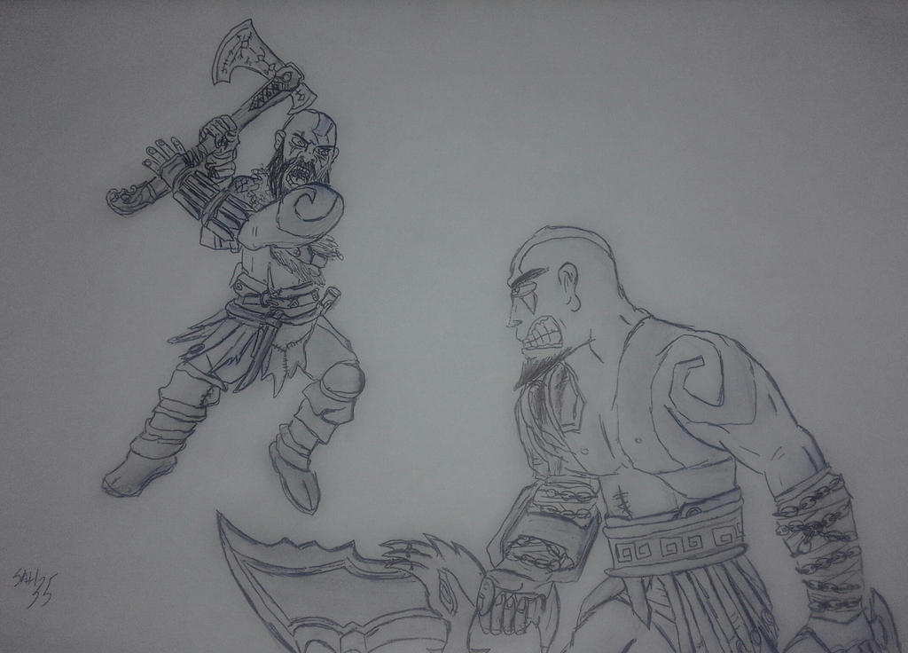 Gods of War - Kratos vs Kratos - Line and shading
