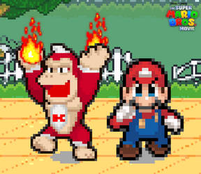 Super Mario and Fire Donkey Kong by BeeWinter55