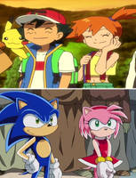 Sonic and Amy supports Ash x Misty