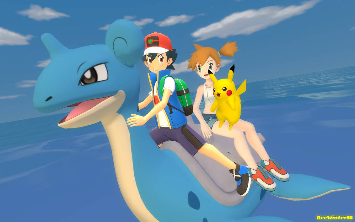 Pokeshipping: Riding on a Lapras by BeeWinter55 on DeviantArt