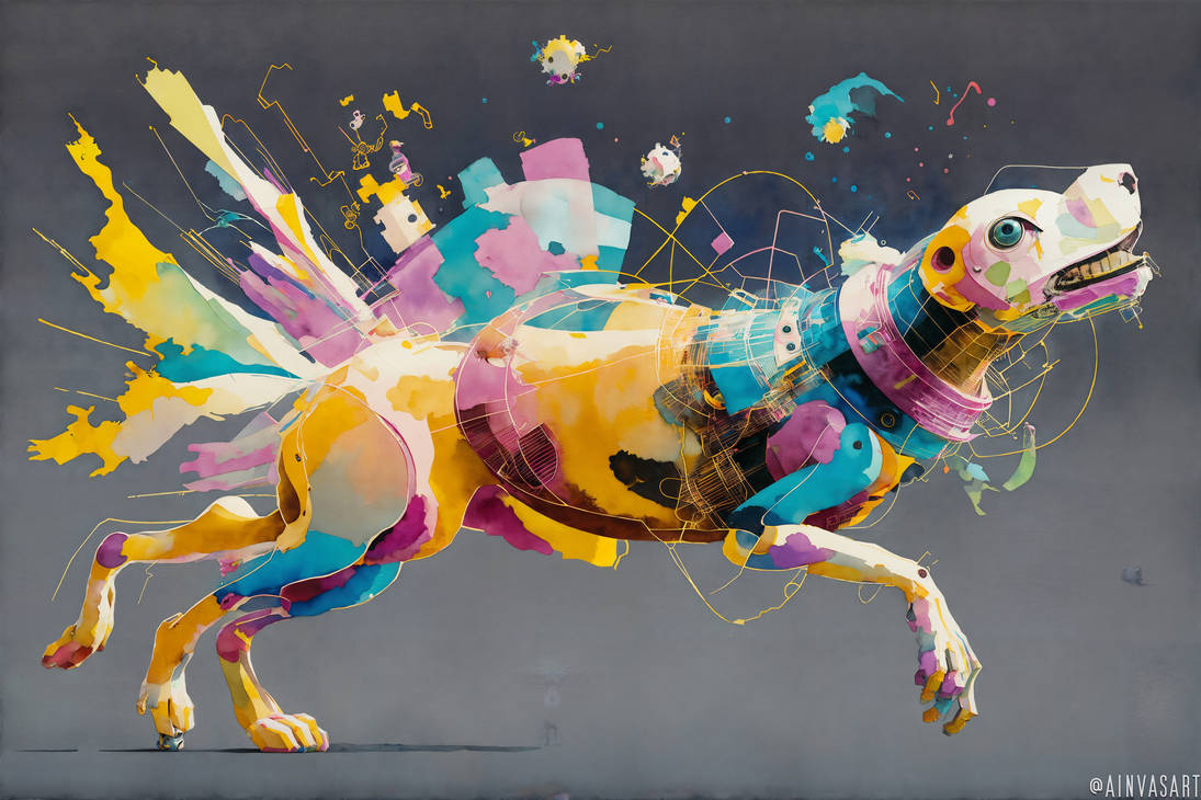 Colorful abstract dog by AinvasArt on DeviantArt