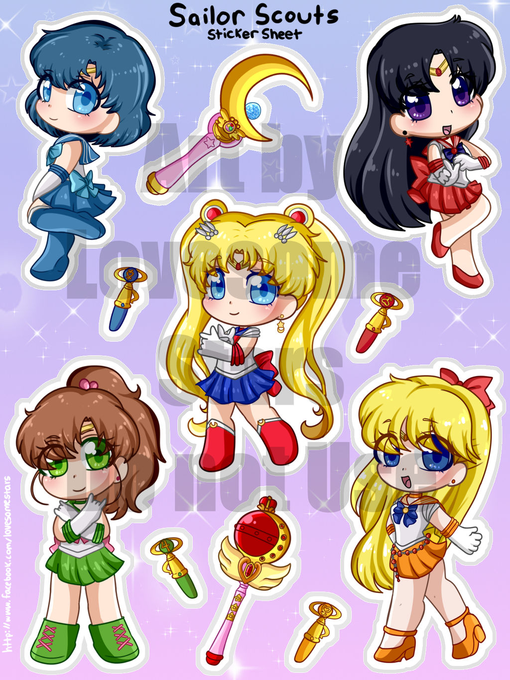 sailor scouts sticker sheet by lovesome stars on deviantart