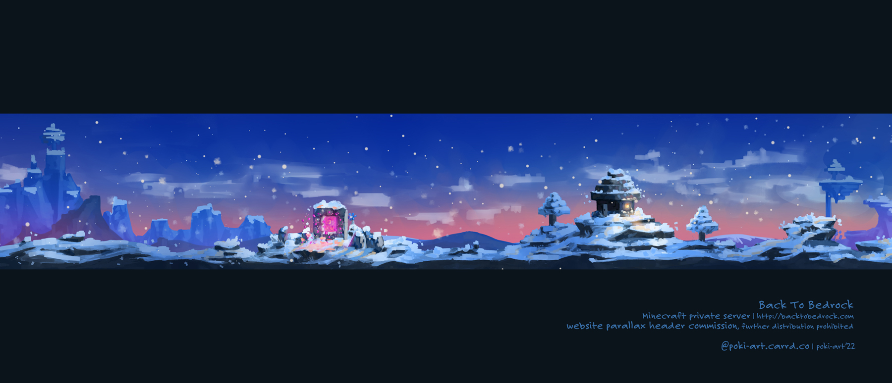 Minecraft winter landscape - night [backtobedrock] by Poki-art on DeviantArt