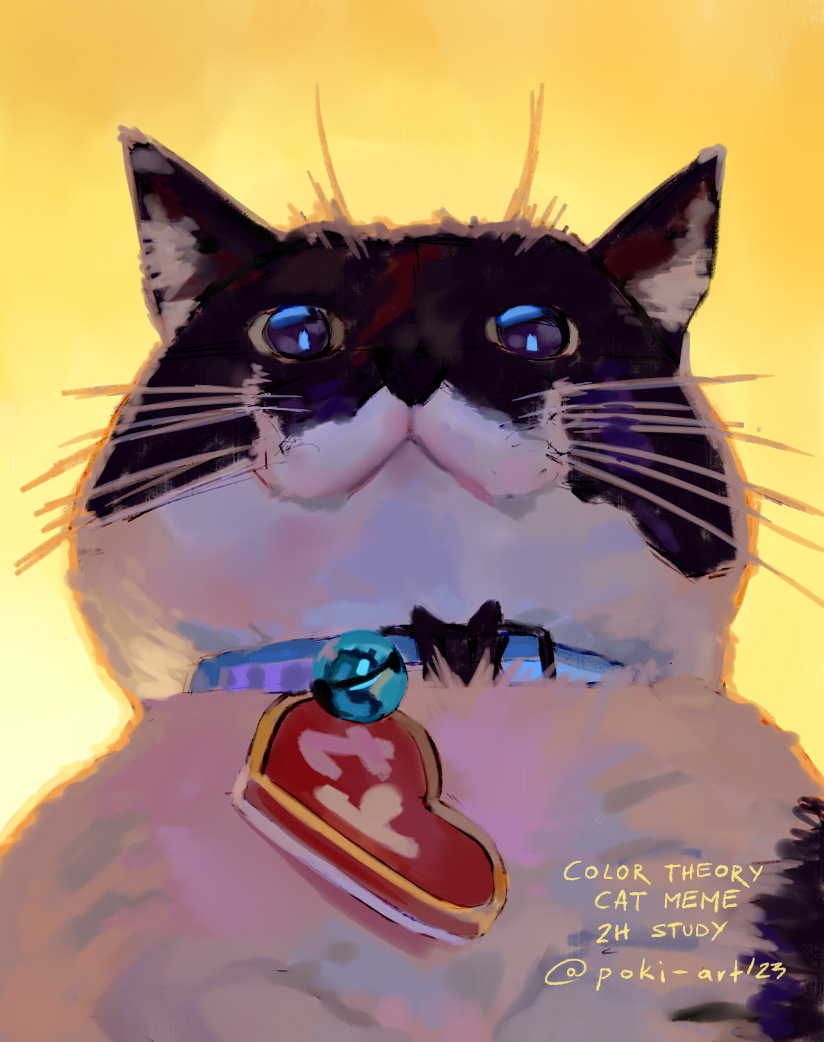 color theory cat meme from twitter - art study by Poki-art on