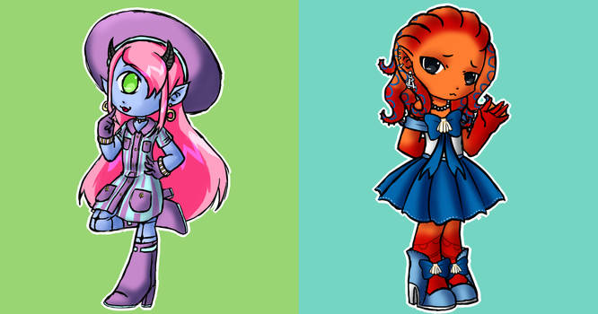 Art Trade: Space chibi and Deep sea chibi