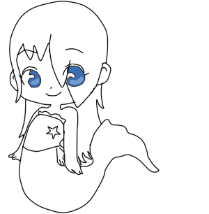 Lineart Youki Chibi Mermaid