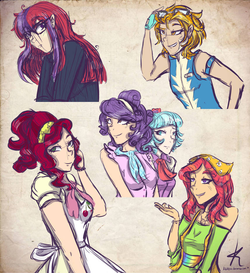 MLP: Some humanized characters (sketches) by KikiRDCZ on DeviantArt