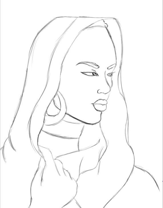 Beautiful Woman Lineart