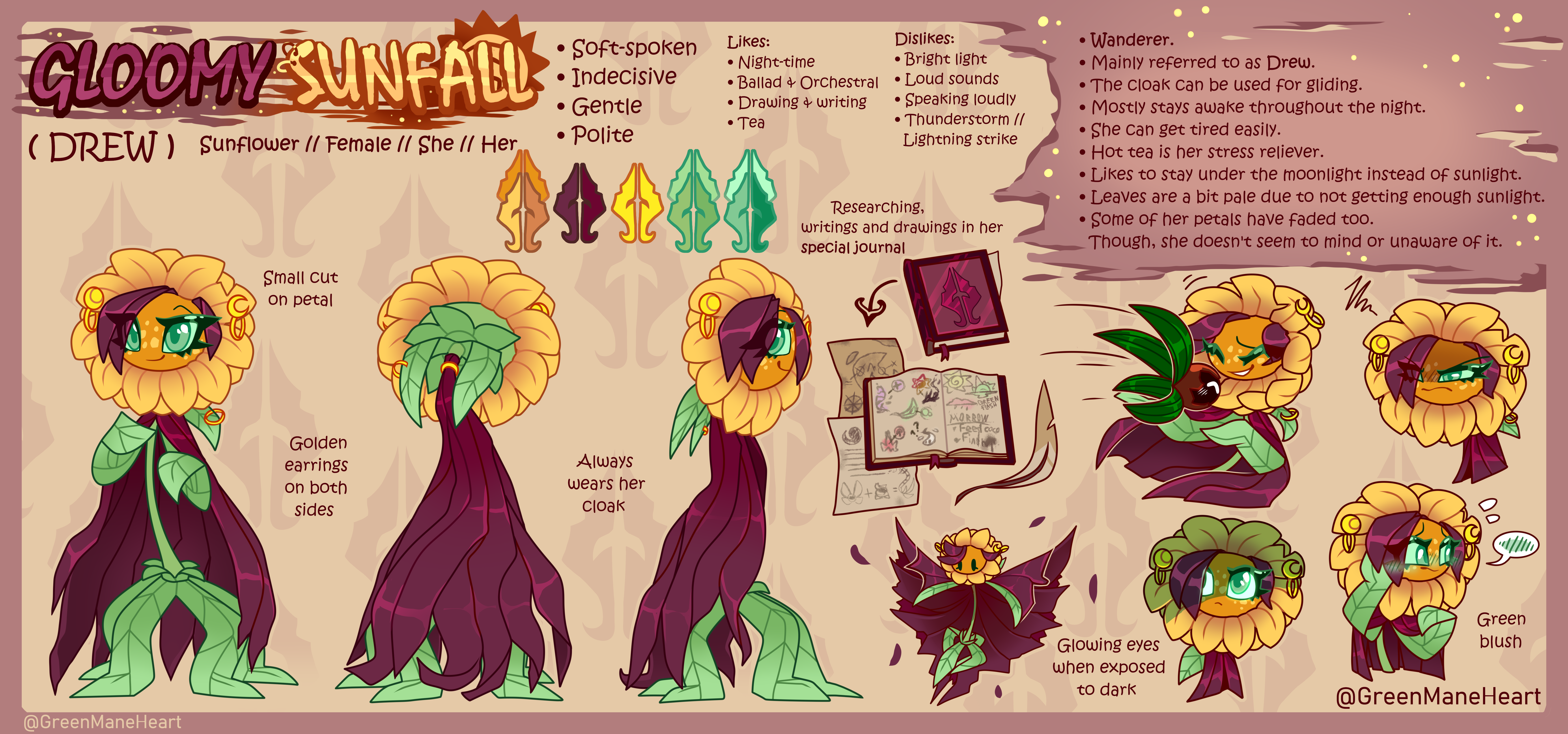 Sunfall Red Gloomy Sunfall / Drew - Ref Sheet 2.0 by GreenManeHeart on DeviantArt