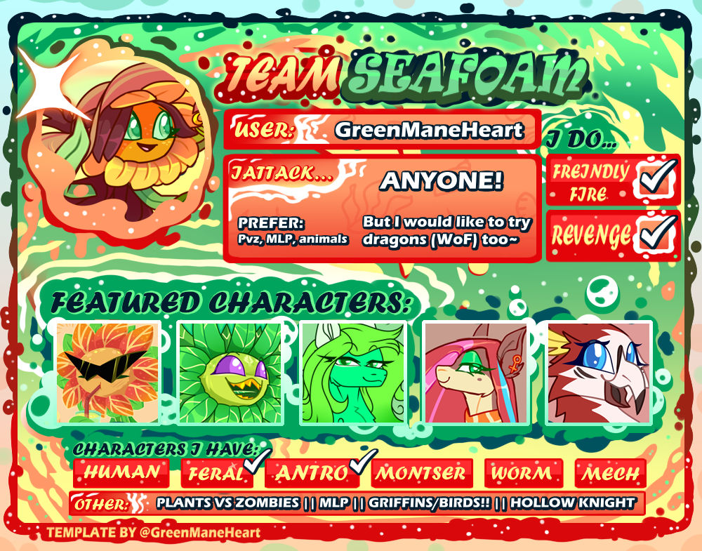 Artfight Profile 2024 Team Seafoam by GreenManeHeart on DeviantArt