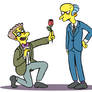 Waylon Smithers gifts a flower to Mr. Burns