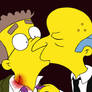 Vampire Monty Burns and Smithers kiss