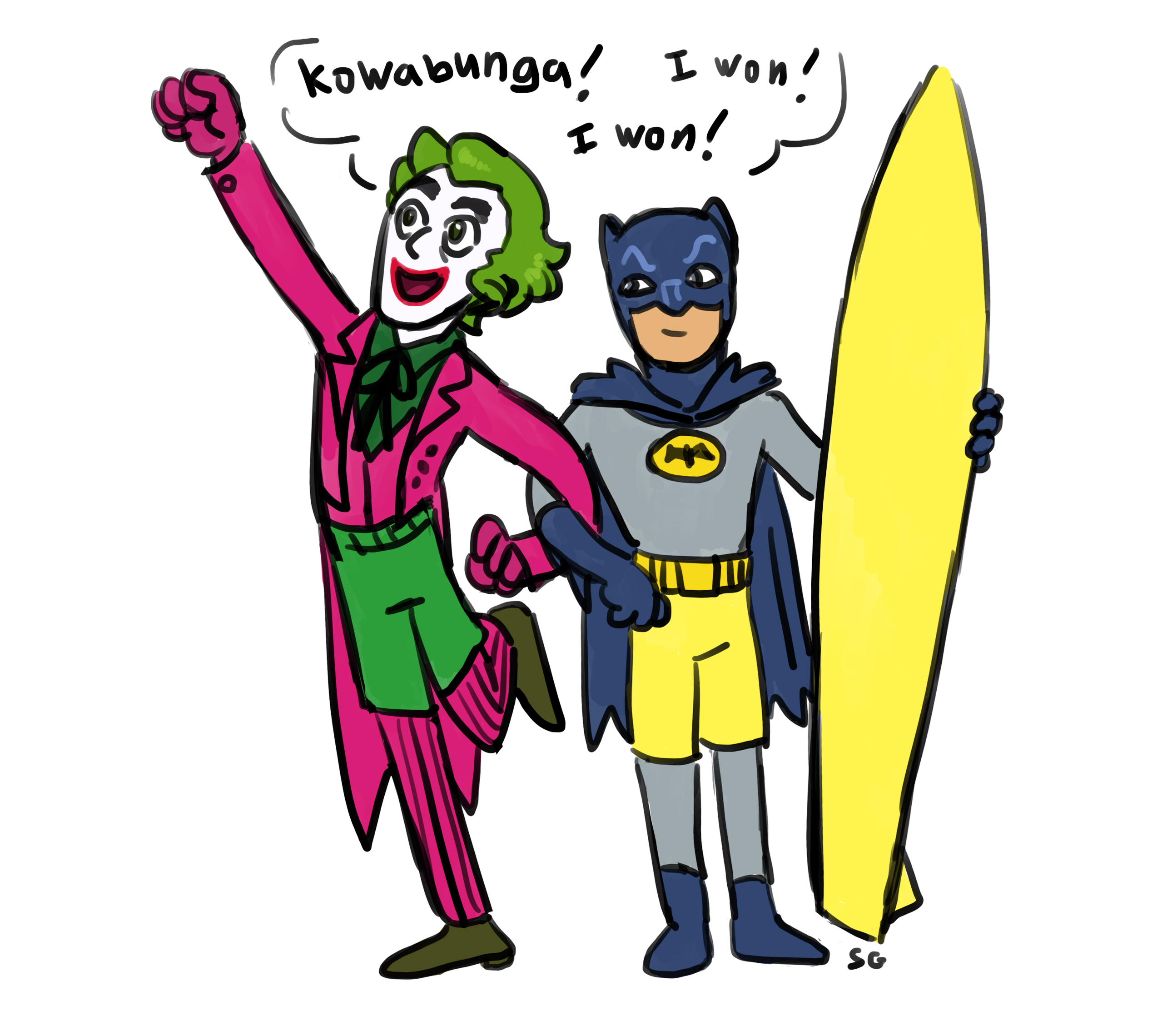 Batman and Joker doing surfing by Garrett-Strangelove on DeviantArt