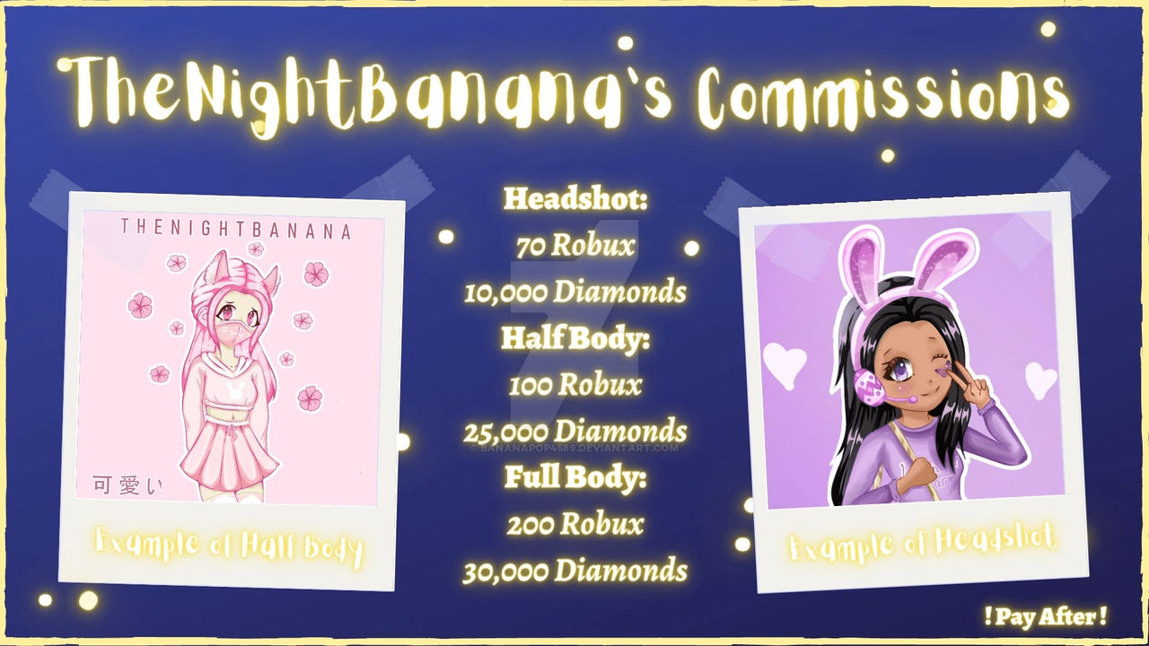 Art Commissions Roblox Payment Only By Bananapop4589 On Deviantart - 200 robux