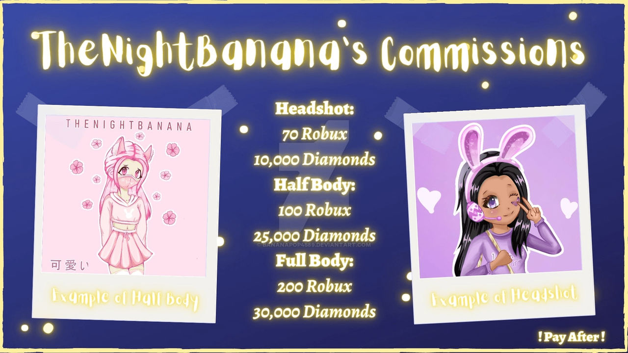 Art Commissions Roblox Payment Only By Bananapop4589 On Deviantart - art commissions roblox payment only 200 robux Art Commissions Roblox Payment Only By Bananapop4589 On Deviantart - 200 robux