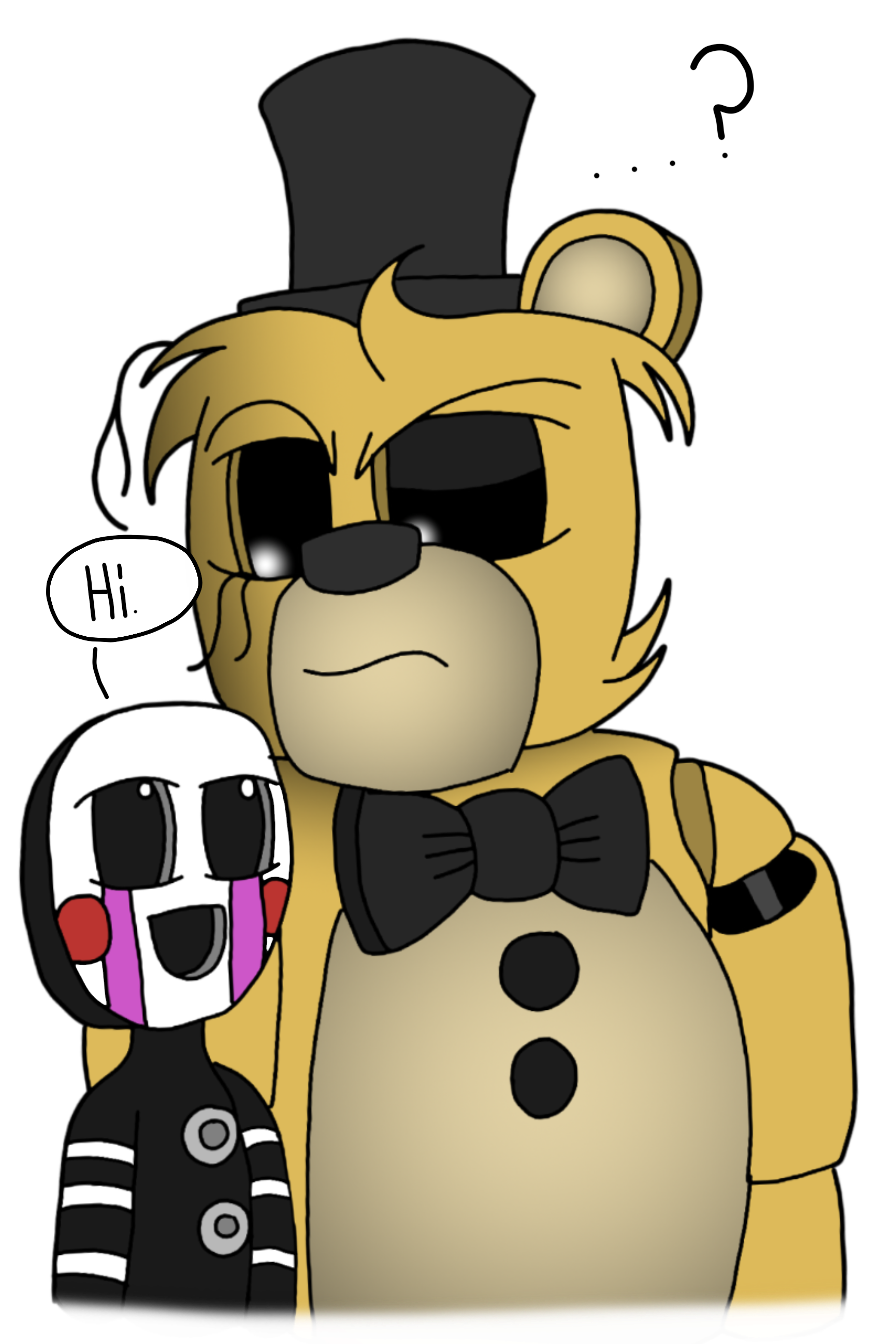 Adorable close-up of a smiling golden freddy puppet