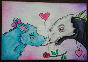 Valentine's Kiss - ACEO trade with PurpleWish23