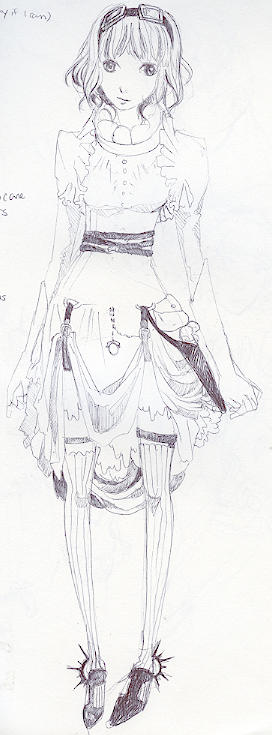Sketchdump: steampunk girl