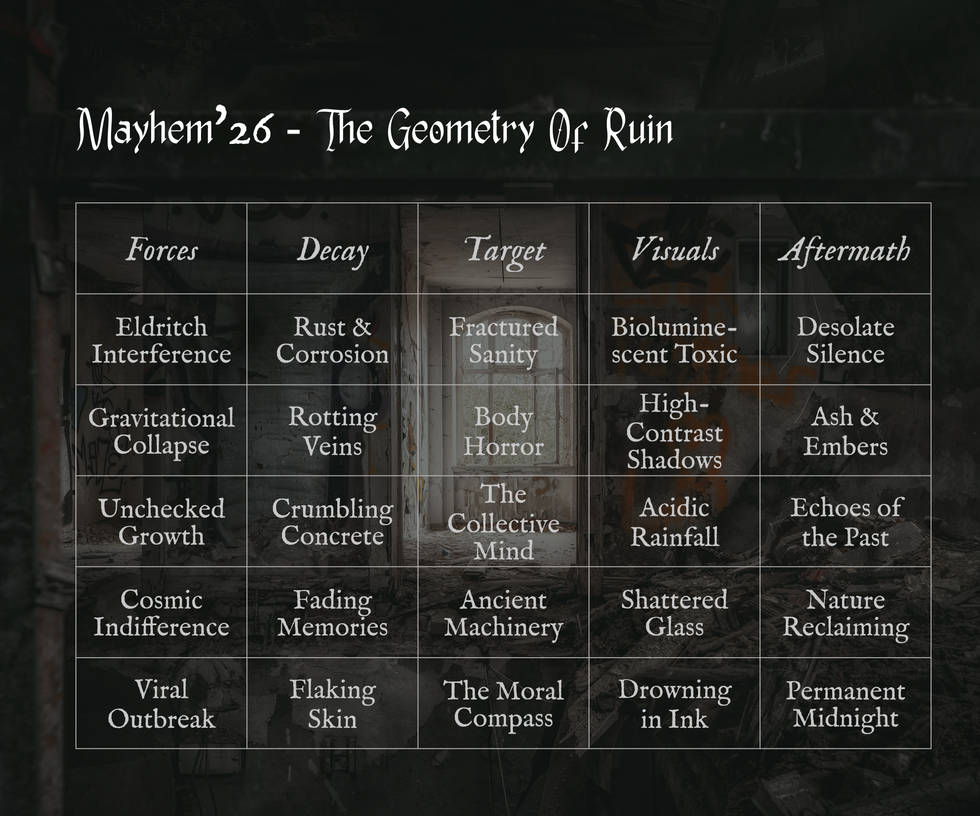 Dark Creators Society: Mayhem'26 Bingo