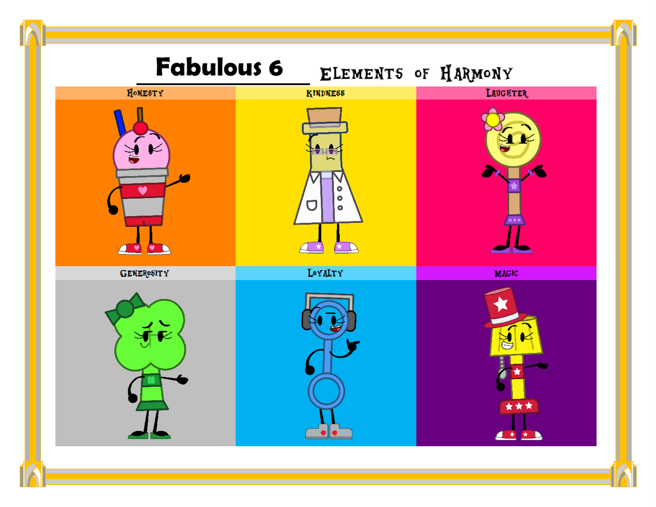 The Fabulous 6 Elements of Harmony by FloorLampArts on DeviantArt
