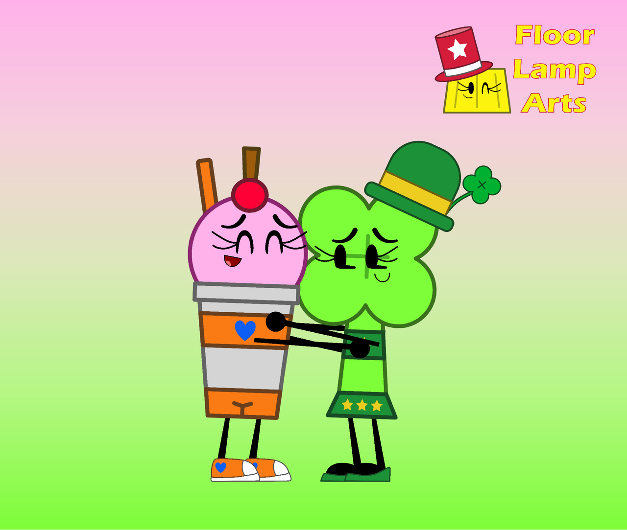 Strawberry Milkshake and Four Leaf Clover Hug by FloorLampArts on ...