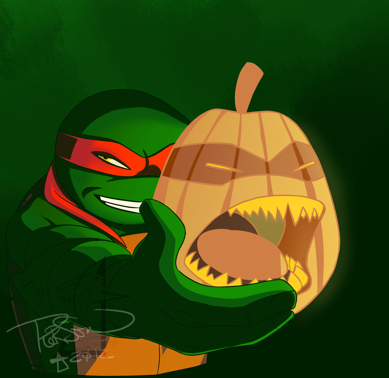 Raphael and a pumpkin