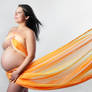 pregnant orange drapery