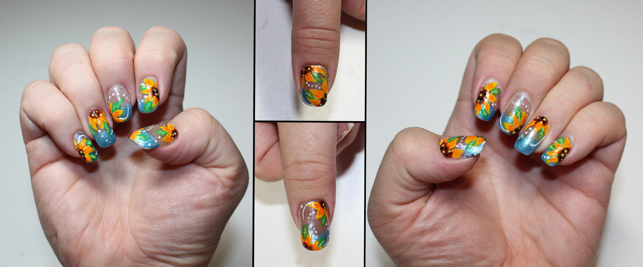 Summer flower nail art by elvaniel