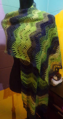 Evergreens Verbena Feather and Fan Shawl