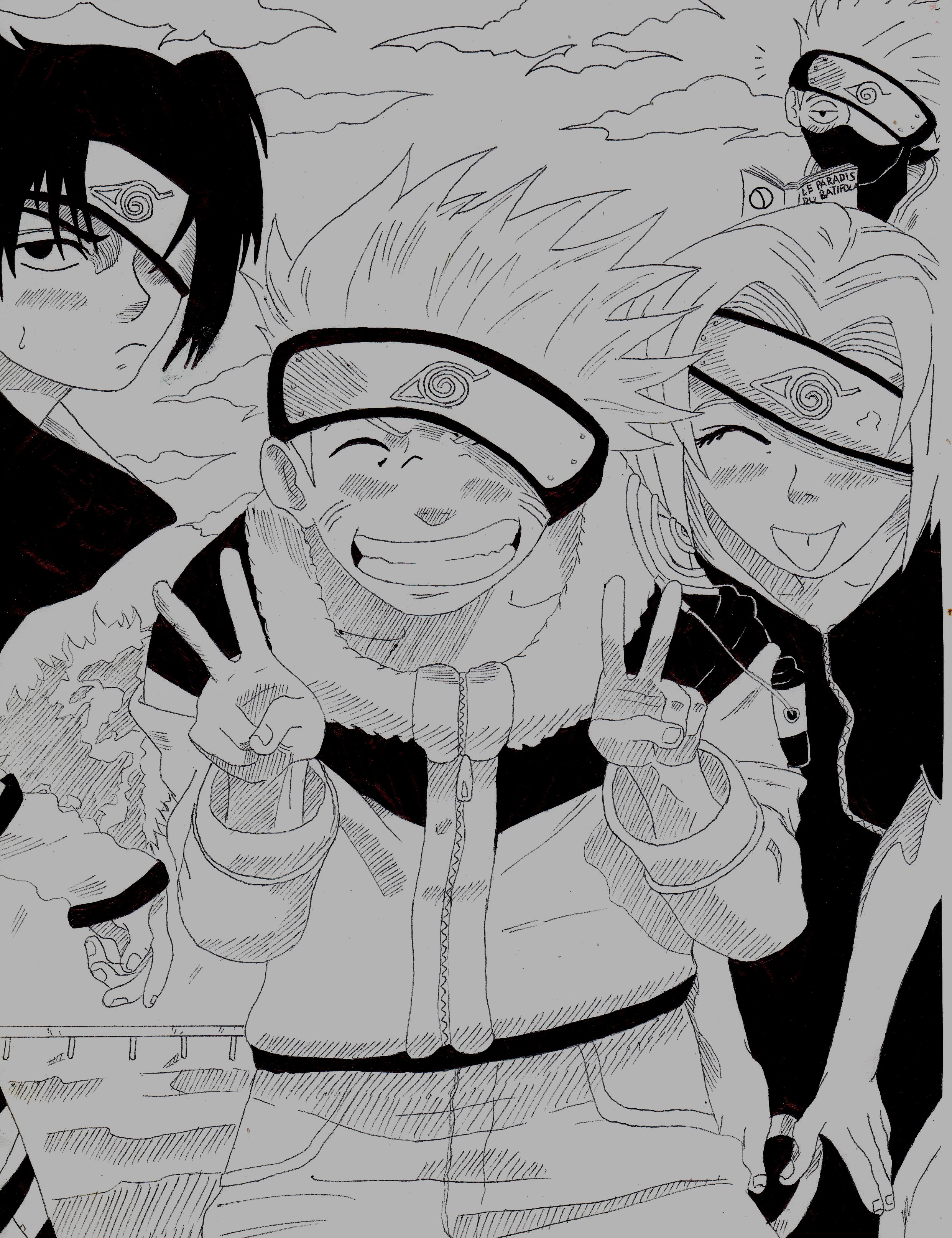 naruto fã Art: Kakashi, Naruto, Sasuke and Sakura