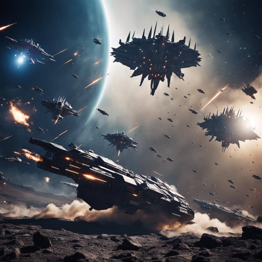 Deviantart Space Fight space battle by hivemind34 on DeviantArt