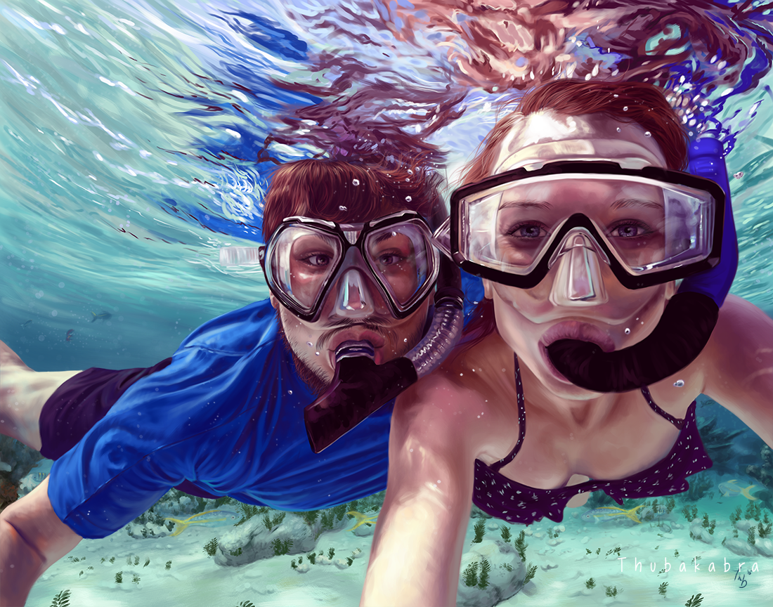 Underwater - photorealistic digital painting