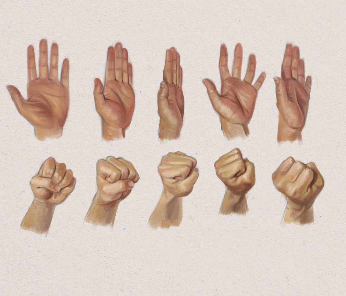 Hand Studies - Colored Digital Paintings of Hands by Thubakabra on