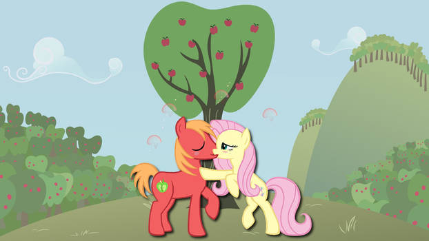 Wallpaper Mac and Fluttershy kiss