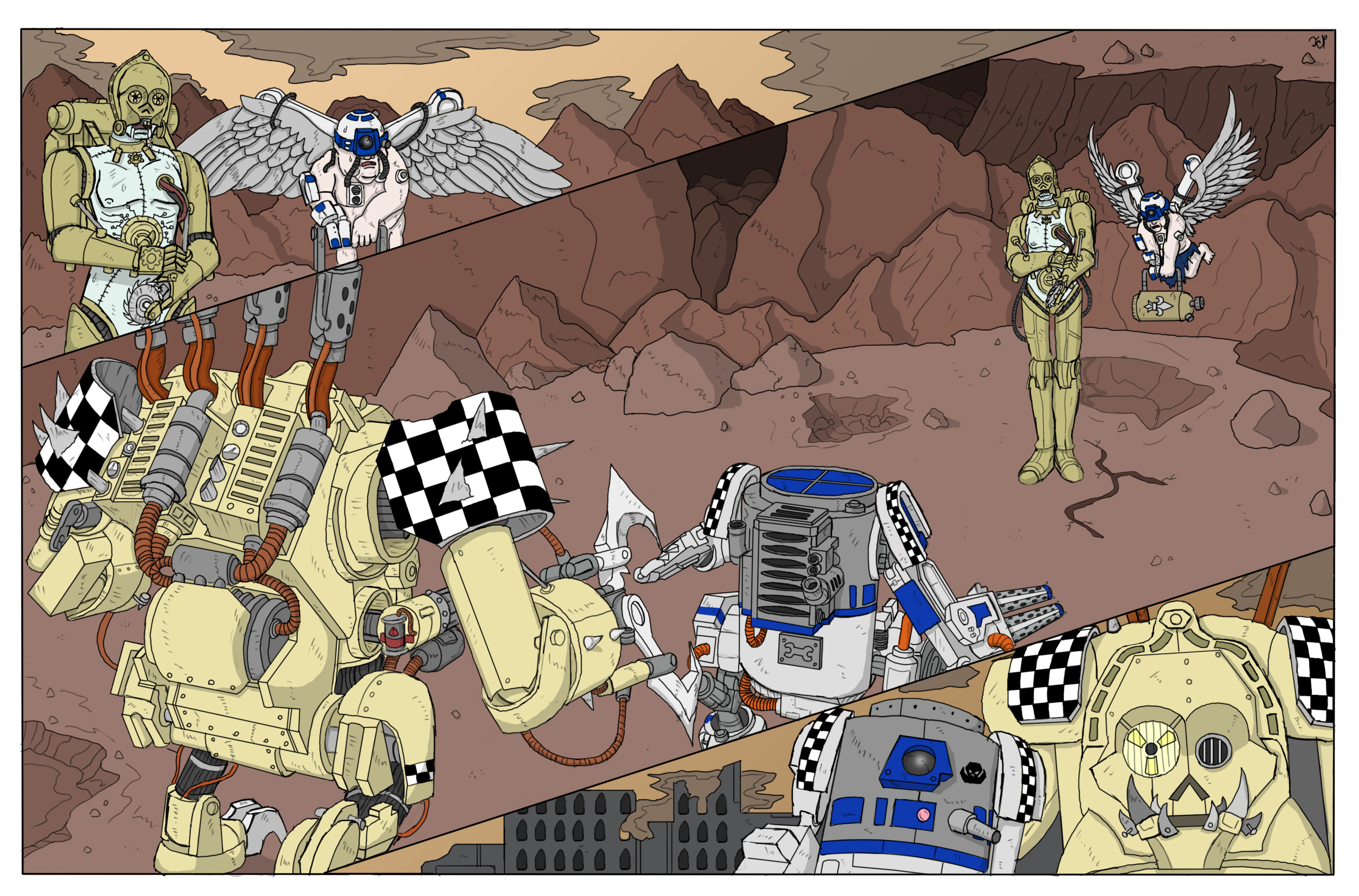 Ork R2 D2 Ork R2D2 and C3PO encounter servitor versions by Jchrispole on DeviantArt
