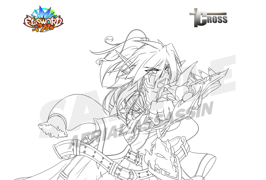 [Elsword RPs] AA skill cutting - lineart -