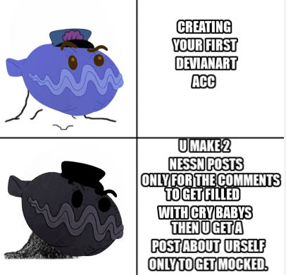a dumbass wojak meme based off my experience on by ShellClam on DeviantArt