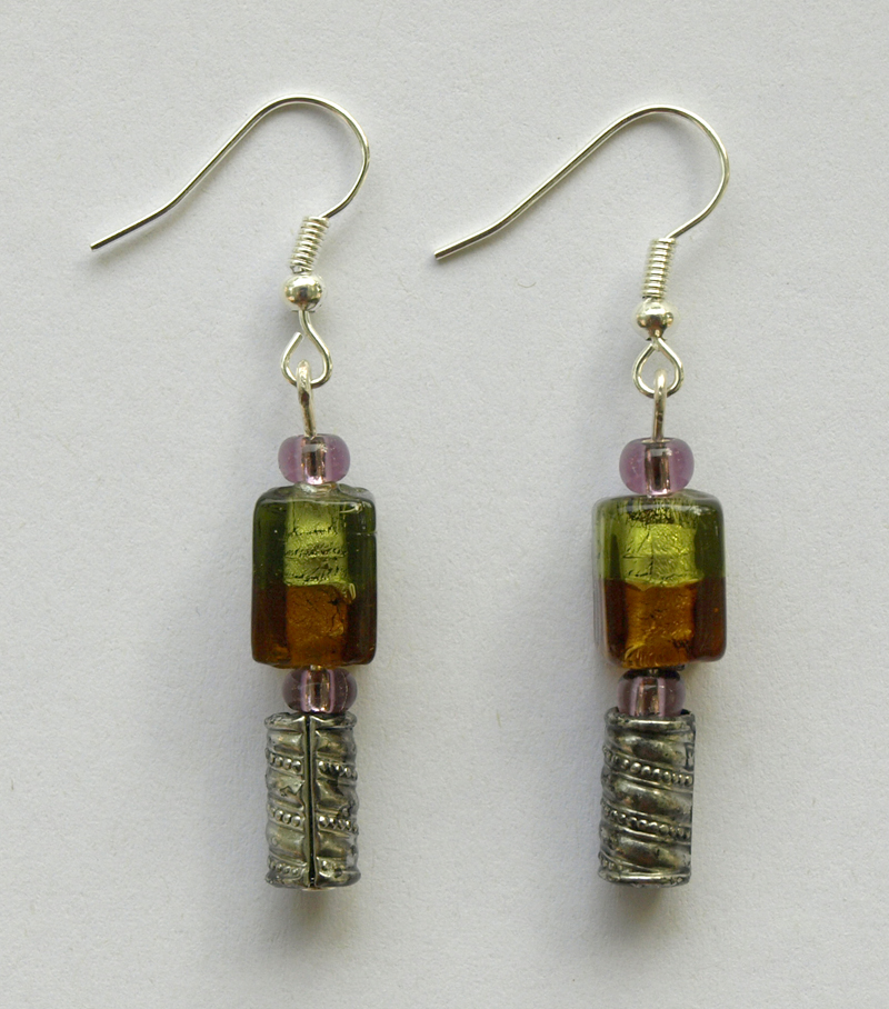 Glass and silver earrings