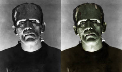 Boris Karloff is Frankenstein (Avant, Apres)