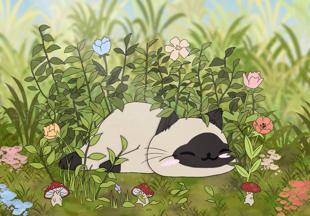 Spring Cat by artmiaaa on DeviantArt