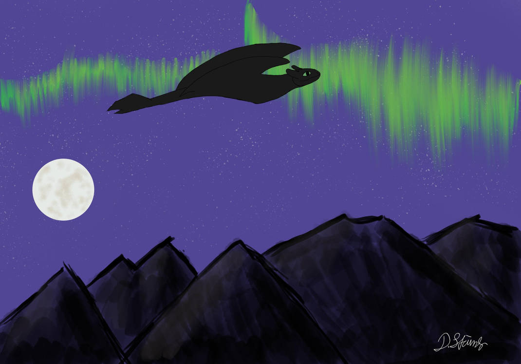 Toothless night flight by reddorn on DeviantArt