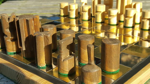 Handmade Mirrored Steel and Brass Chess Board