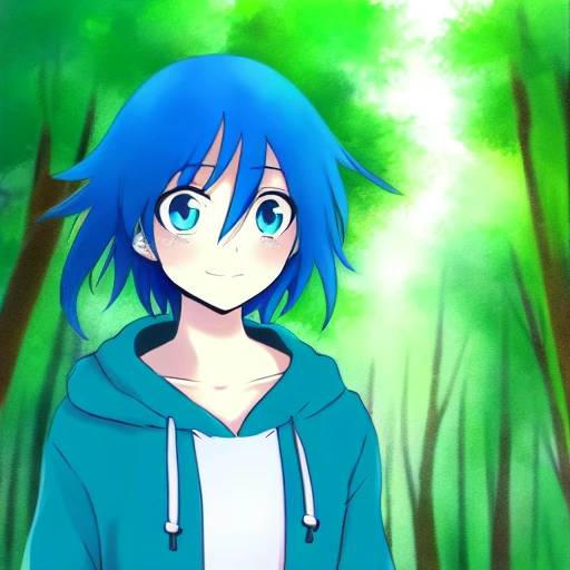 Ai art of a gender neutral blue haired anime oc by zonkeos100 on DeviantArt