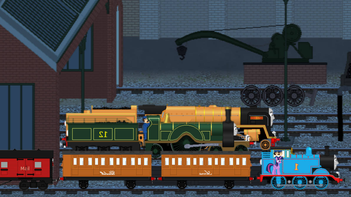 Thomas Passing by Knapford Sheds with His Train by ThomasTrainfan2006 ...